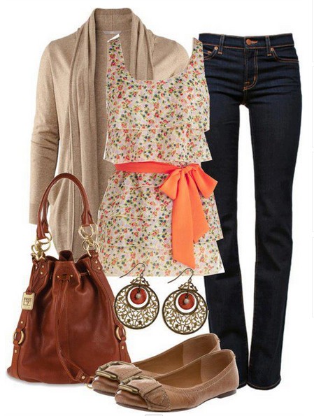 Daily Outfit Look,floral print top and brown flats