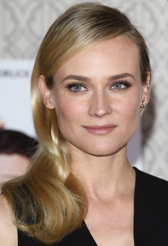 Diane Kruger Hairstyles: Pretty Side-swept Hairstyle