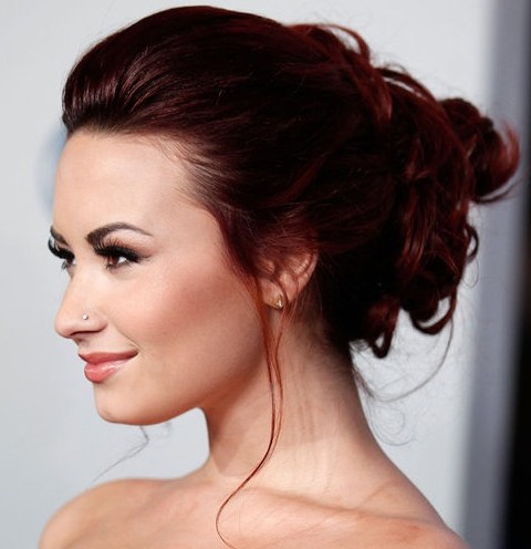 Demi Lovato Hairstyles: Romantic Updo