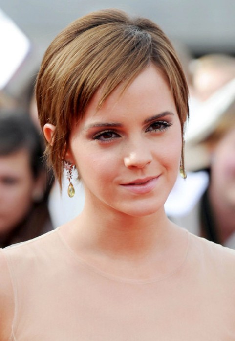 Emma Watson Short Hairstyle: Pixie with Side Part