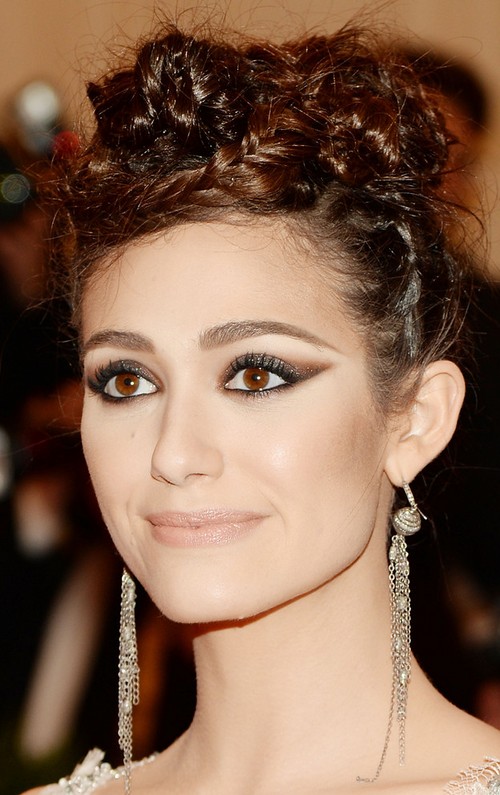 Emmy Rossum Long Hairstyle: Chic Braided Updo