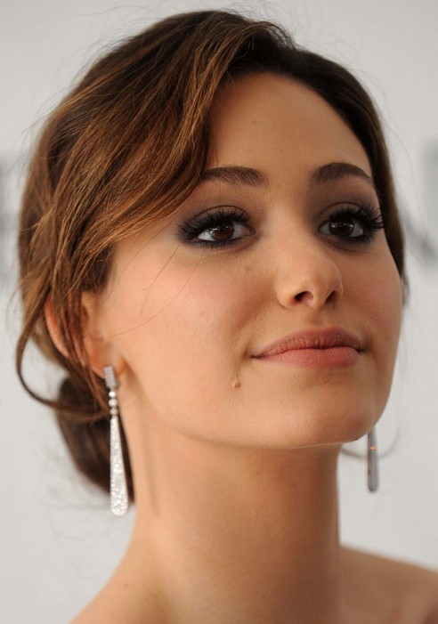 Emmy Rossum Long Hairstyle: Classic Bun for Party