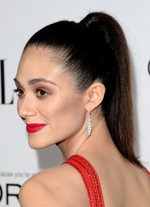 Emmy Rossum Long Hairstyle: Simple Ponytail