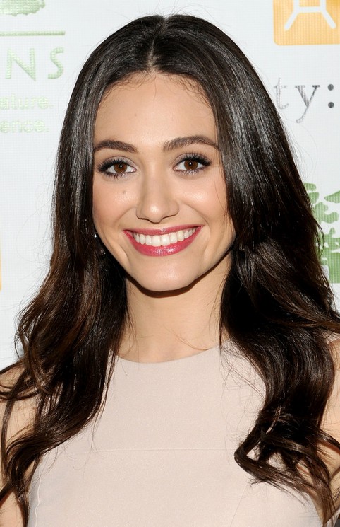Emmy Rossum Long Hairstyle: Wavy Haircut with Center Part