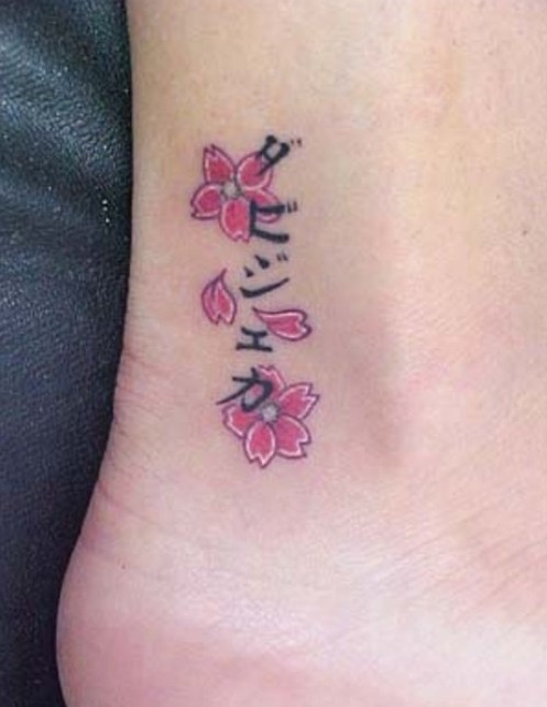 Foot Tattoos Designs for Girls: Cherry blossom flower tattoo pictures