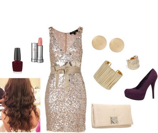 Formal outfit idea for a night out, the sequined cocktail dress