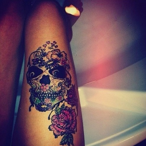 Girly skull tattoo