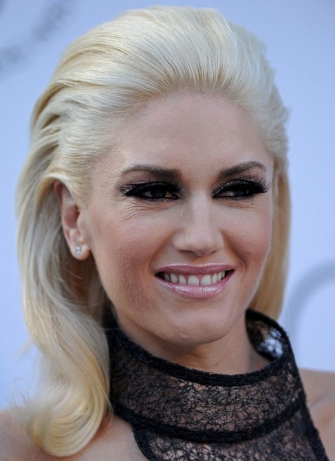 Gwen Stefani Medium Length Hairstyle: Mohawk Bangs