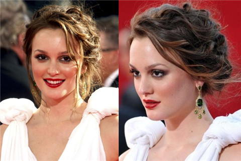 Leighton Meester Hairstyles: Braided Messy Updo