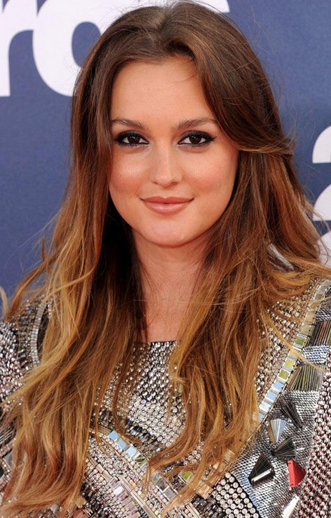 Leighton Meester Hairstyles: Ombre Straight Haircut
