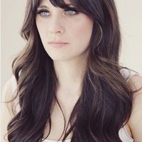 Long Wavy Brunette Hairstyle with Bangs for Thin Hair
