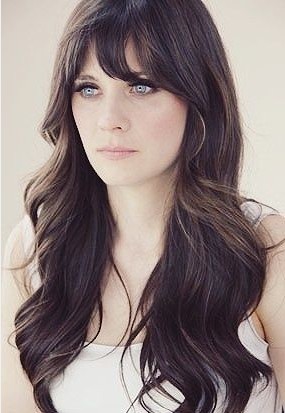 Long Wavy Brunette Hairstyle with Bangs for Thin Hair