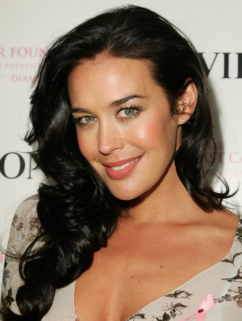 Megan Gale Long Hairstyle: Side Parted Curls