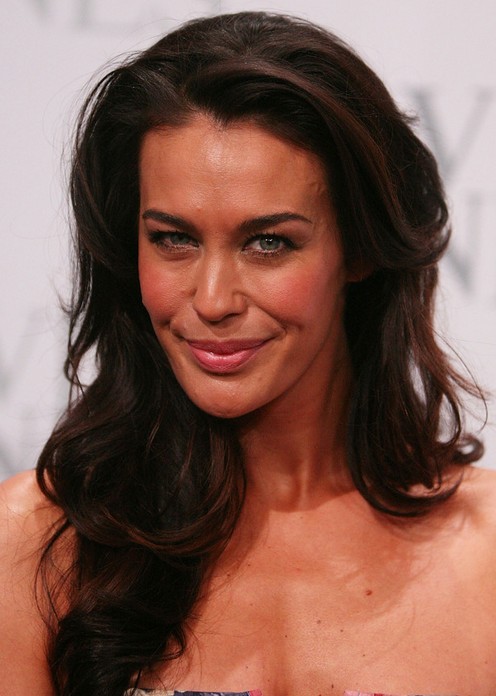 Megan Gale Long Hairstyle: Side Swept Curls