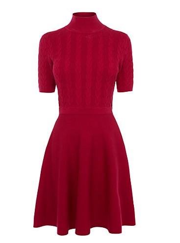 Oasis Cable Polo Turtle Neck Dress , Bright Pink