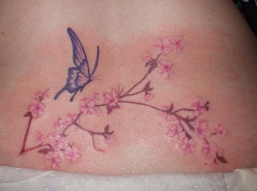 Pelvis Cherry Blossom Tattoo Designs