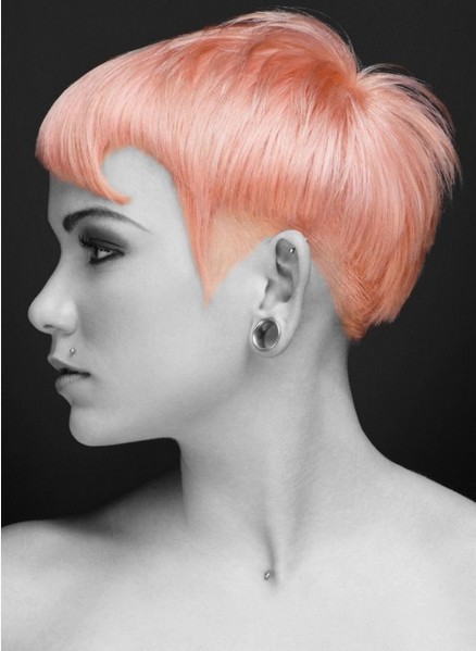 Pink Short Haircut Hairstyle with Bangs for Women