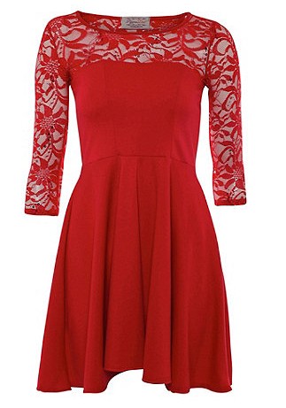 Red sequined skater dress,Evening and Party Dresses