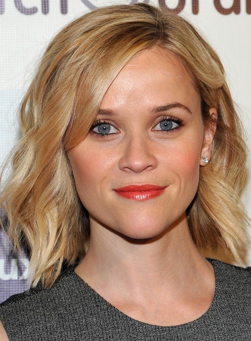 Reese Witherspoon Medium Length Hair style: 2014 Subtle Waves