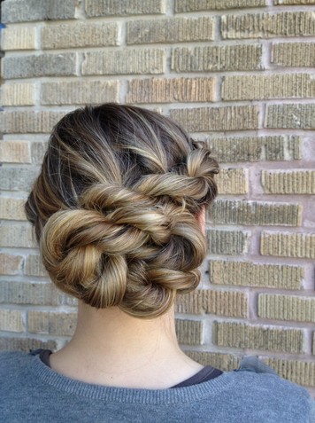 Rope Braid Updo Hairstyle for Long Ombre Hair
