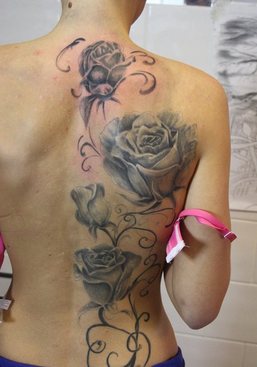Rose tattoo: Full back tattoo