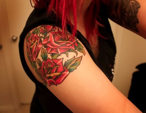 Roses Tattoo for Girl on Shoulder