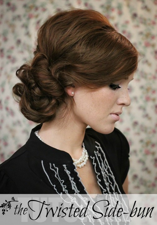 Side Chignon Tutorials: Twisted Updo Hairstyle for Holiday