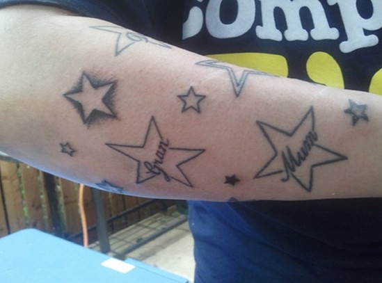 Star Tattoo Designs: Falling Stars on the hand Tattoo