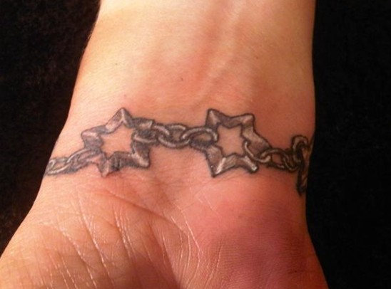 Star bracelet tattoo designs: Wrist tattoo for girls