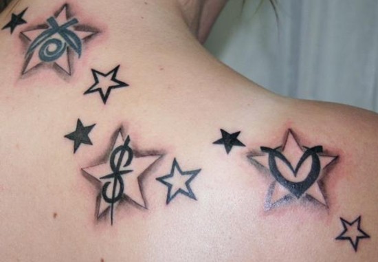 Stars tattoo designs: Girls tattoos on shoulder