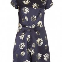 TOPSHOP Polka Daisy Playsuit, Navy Blue