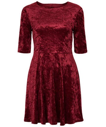 TOPSHOP VELVET CUT OUT SKATER DRESS, Wine, Fit and Flare
