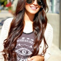 The Center Parted Long Wavy Hairstyle for Brown Hair