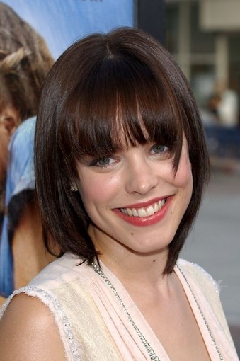The Chic Bob Hairstyle Blunt Haircut Bangs for Brunette Hair