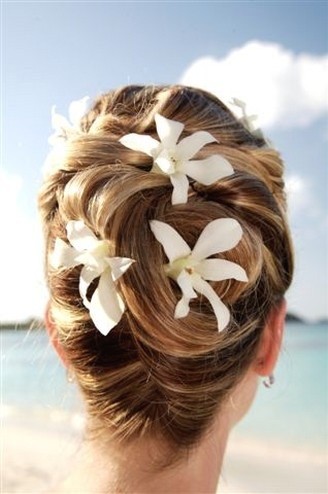 The Elegant Updo Ombre Hair for Beach Bridal Hairstyles