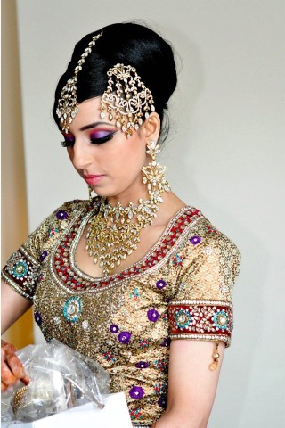 The Elegant Updo with Diamond Accessories For Indian Wedding Hairstyle