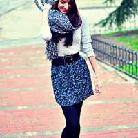The Lovely Knitted Skirt and Button Flat Boots for Winter Outfit Ideas