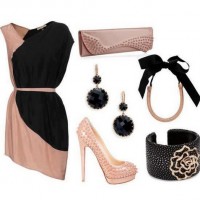 The Pink and Black Pannel Evening Dress