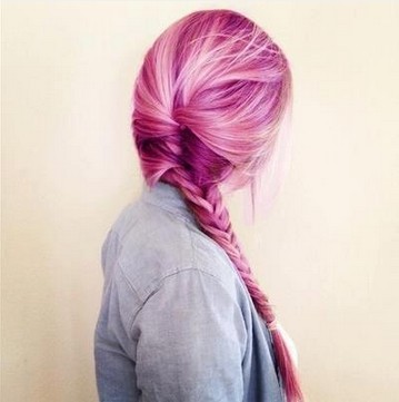 The Simple Braided Ponytail for Long Pink Colored Hair
