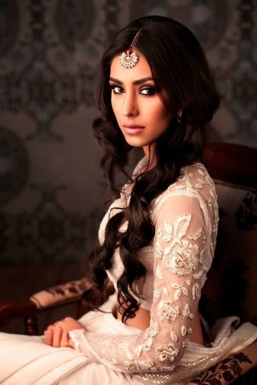 The Vintage Center Parted Very Long Curly Wavy Brunette Hair for Indian Wedding Hairstyles
