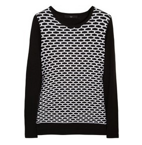 Tibi Intarsia cotton and modal-blend sweater-Black and White Sweater