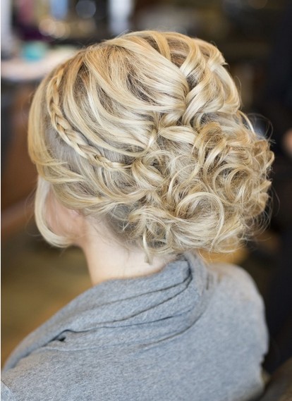 Twisted Updo Hair with Braid for Bridesmaid Hairstyles