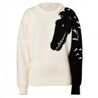 VIKTOR & ROLF Wool Pullover in Ercu-Black and White Sweater