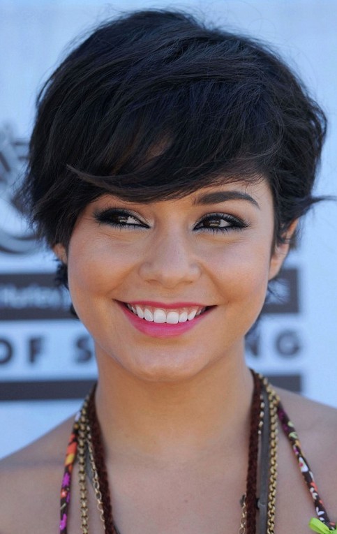 Vanessa Hudgens Short Hairstyle: Haircut with Side-swept Bangs