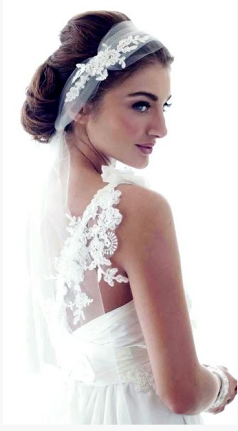Vintage Updo Hair with Veil Headband for Wedding Hairstyles
