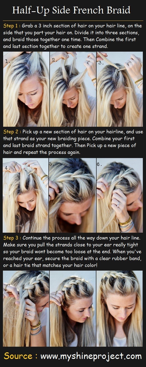 15 Braided Bangs Tutorial: Half-up Side French Braid