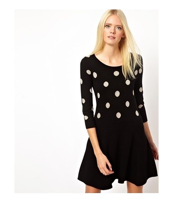 ASOS Boutique by Jaeger Knitted Skater Dress with Polka Dot Print