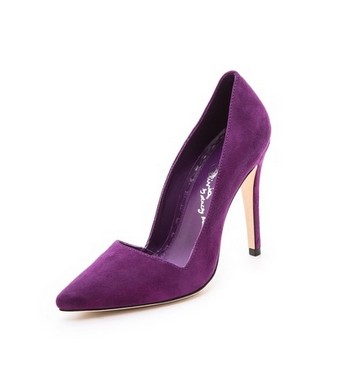 Alice + Olivia Pointed Toe Purple Pumps for jewel-tone spring outfit ideas