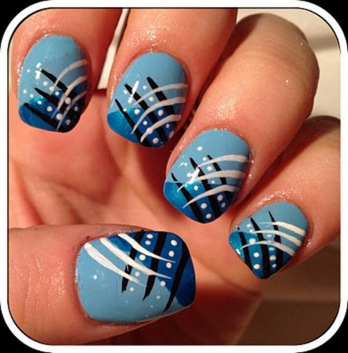 Blue and White Nail Art