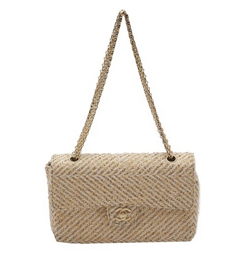CHANEL VINTAGE Boucle Chain-link Strap Flap Bag for a Party-ready Look